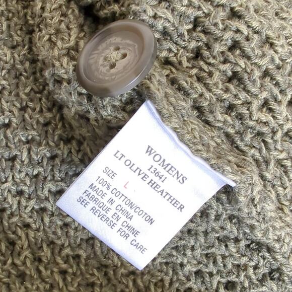 Woolrich Women's Cardigan Sweater Olive Green Heavy Knit Heritage Cotton Large - Picture 4 of 8